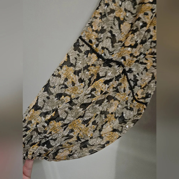 Free Swinging Black Floral Print Ruffled Mini Dress. Size small - Picture 12 of 16